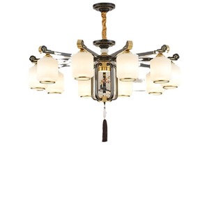 Lámpara de araña de estilo chino con múltiples cabezales de luz LED para sala de estar, dormitorio, pasillo, lámpara de techo con base de bombilla E27, diseño redondo - Product Image 4