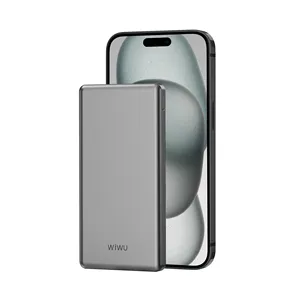 WiWU 11mm Ultra ramping, Power Bank portabel 10000mAh Multi port untuk ponsel aluminium Aloi paket baterai ramping