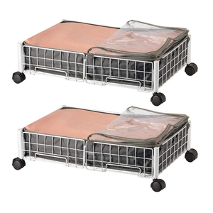 Foldable Metal Large Clothes Toy Under Bed Storage Bag Organizer Shoe Organizer Under Bed Containers Storage With Wheels