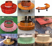 Banc d'extérieur en bois massif toutes saisons de qualité supérieure avec diamètre personnalisable pour centres commerciaux et aménagement paysager - Vente en gros