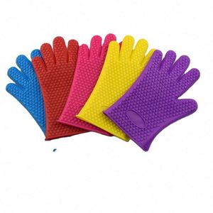Heat Resistant Gloves BBQ Kitchen <b>Silicone</b> Oven Mitts <b>Waterproof</b> Non-Slip Potholder for Barbecue Cooking - Product Image 2
