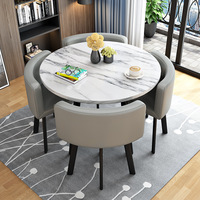 Ensemble de Meubles de Salle à Manger Moderne de Luxe Comprenant une Table Ronde en Bois avec 4 Chaises Durable pour la Maison, l'Extérieur, les Bars et Hôtels