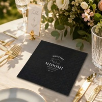 Servilletas Negras Impresas Personalizadas con Logotipo en Dorado y Plateado, Impresión Digital, Servilletas de Papel Desechables Personalizadas para Navidad y Bodas