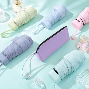 ร่มพับ 5 ตอน ขนาดเล็ก พกพาสะดวก น้ำหนักเบา เคลือบสีดำ กันแดด กันฝน สำหรับผู้หญิง สั่งทำโลโก้ได้ ขายส่ง UPF50 - Product Image 1