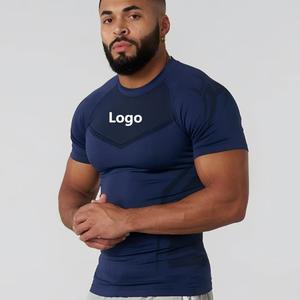 Magliette a Compressione Traspiranti da <span class=keywords><strong>Uomo</strong></span>, Maglia Sportiva <span class=keywords><strong>Viola</strong></span> a Maniche Corte per Allenamento e Fitness - Product Image 3