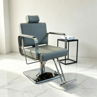 Fauteuil de salon moderne pivotant et inclinable hydraulique en cuir PU chromé sur mesure avec repose-pieds pour salon de coiffure
