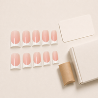 Y215 Kaixin Factory Faux ongles à presser forme bec de canard haute brillance, style French, rose nude et blanc, pour usage intérieur, Fournisseurs