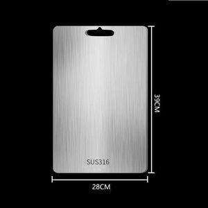 Planche de découpe en titane pour cuisine, en acier inoxydable 304, épaissie, double face, qualité alimentaire, portable, pour fruits et viandes - Product Image 3