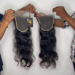 11A ดิบเกรด12A อินเดียมัดผมมนุษย์หยิกอินเดียและปิดด้านหน้าด้วยลูกไม้ขนาด5x5 6x6 - Product Image 1