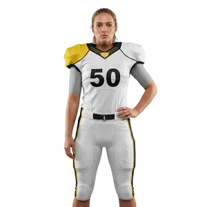 <b>White</b> Sleeveless American Football Jersey With Number 50 V-Neck Moisture Wicking Polyester Uniform For <b>Men</b> Adult Fitted Style - Product Image 4