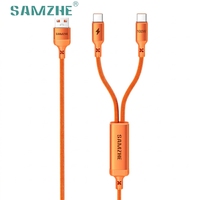 Cable de Carga SAMZHE USB-A 2 en 1, 100W 6A, Cable de Datos de Carga Rápida con Trenzado y Tipo C para iPhone, iPad, Samsung, Uso en Automóvil