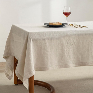 Hemstitch Beige Cotton <strong>Linen</strong> Tablecloth Wedding Banquet Reusable Washable <strong>Table</strong> <strong>Cloths</strong> for Events Dinner Custom <strong>Table</strong> Covers - Product Image 5