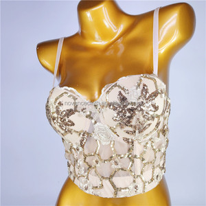 NOVANCE 2022 nuovi Top in pizzo bianco ricamato con paillettes lucide per donna stile etnico cintura petto imbottita a tubo corto - Product Image 2
