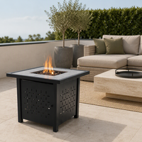 Table de foyer extérieure en acier inoxydable au propane sans fumée, forme carrée moderne, pour patio, jardin, cour, villa, complexe hôtelier - Vente en gros
