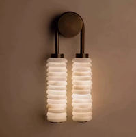 Applique murale LED en albâtre espagnol avec intérieur en cuivre pour chambre à coucher, salon, chevet, lampes murales en marbre