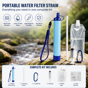 <span class=keywords><strong>Kit</strong></span> de Purification d'<span class=keywords><strong>Eau</strong></span> d'Urgence Portable pour Camping et Randonnée, 4 Pailles Filtrantes de Survie pour l'Extérieur - Product Image 5