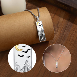 Collana Merryshine in Rame con Motivi Forestali, Montani, Oceanici e Naturali per Sciatori, Escursionisti, Campeggiatori, Alpinisti e Amanti della Natura, <span class=keywords><strong>Gioielli</strong></span> in <span class=keywords><strong>Ossidiana</strong></span> - Product Image 4