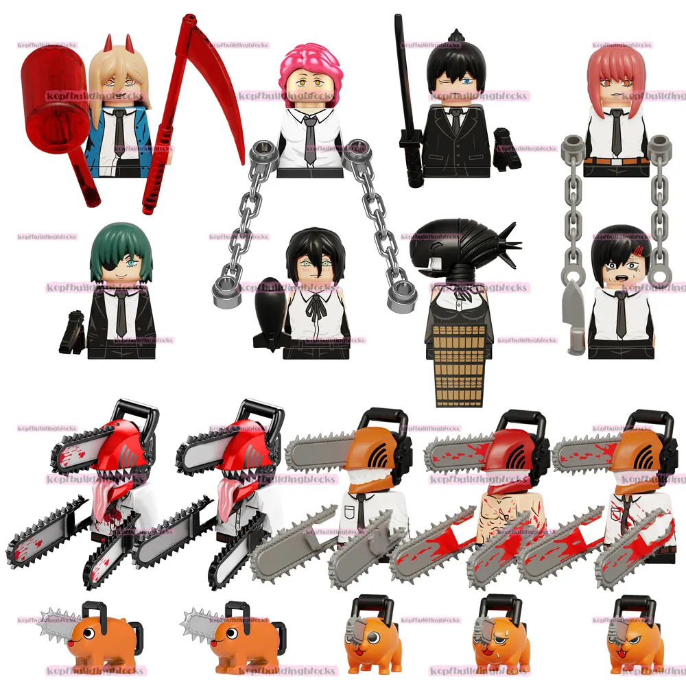 KF6180 KT1067 Jump Comics Japanese Anime Pochita Denji Power Bomb Chainsaw Man Mini Bricks Building Block Figure Collect Toy