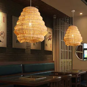 CSLIDO Natural Style Southeast Asia Handicraft Lamp Design Kitchen Island Pendant Lamps Led Rattan Chandelier
