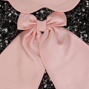 Vestido de fiesta con lentejuelas para niñas pequeñas con lazo y cuello rosas - Product Image 5