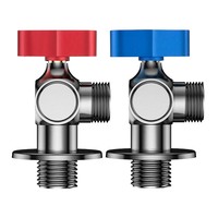 Robinet d'angle fileté tout cuivre à haut débit pour chauffe-eau domestique, mitigeur eau chaude et froide, robinet triangulaire à cartouche sphérique