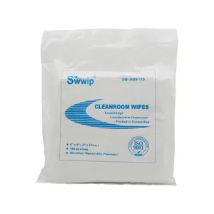 SW-3009-110 9x9inch Good Sorbency Class 100 Lint Free Cleanroom Esd Antistatic Microfiber Cleaning Wipes