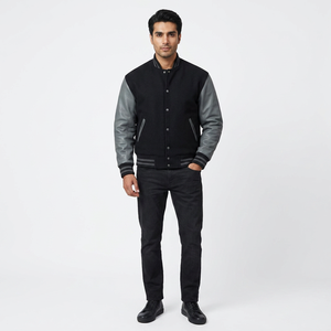 Custom Logo Front 100% Cotton Chenille Embroidery Breathable <b>Baseball</b> Letterman Varsity <b>Jacket</b> <b>Men</b> Slim Fit Vintage - Product Image 1
