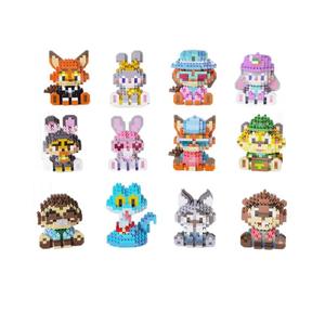 Figurines de ville d'animaux de dessin animé amusants, blocs de construction en plastique à assembler, jouets pour enfants, boîtes mystères, vendeur de rue - Product Image 5