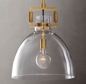 American Simple Design Hanging <strong>Light</strong> <strong>Industrial</strong> Brass Frame Glass Pendant <strong>Light</strong> for Kitchen Island Dining Room - Product Image 6