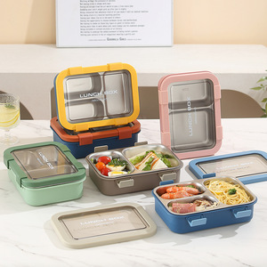 Boîte à lunch en acier inoxydable pour enfants Boîte à bento Conteneur de stockage des aliments pour enfants de l'école Boîte Tiffin en métal verrouillable avec fourchette et cuillère - Product Image 6