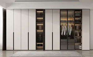 Moderno camerino personalizzato a forma di U melamina In legno passeggiata negli armadi armadio con scarpe