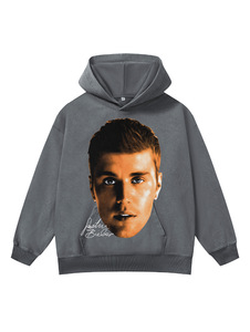 Áo len nỉ có mũ trùm đầu in họa tiết retro, kiểu dáng rộng rãi dành cho nam Justin Bieber Thu 2025, in kỹ thuật số trực tiếp, phong cách phim ảnh Mỹ - Product Image 3