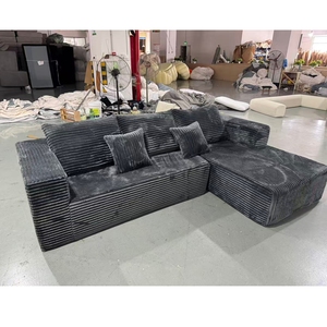 أريكة مقطعية رمادية مضغوطة في صندوق على شكل حرف <span class=keywords><strong>L</strong></span>، شحن مجاني داخل الولايات المتحدة، كنبة صينية بدون هيكل - Product Image 2