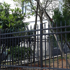 Panneaux <span class=keywords><strong>en</strong></span> <span class=keywords><strong>fer</strong></span> <span class=keywords><strong>forgé</strong></span> noirs décoratifs pour jardin à domicile, clôture <span class=keywords><strong>en</strong></span> acier tubulaire avec portails robustes - Product Image 2