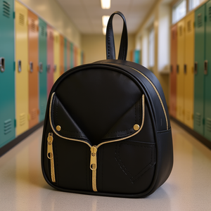 Mochila Escolar para Niñas Fana Yara M6909, Negra Lisa, 1L, Mochila de Moda de Microfibra y Cuero Sintético - Product Image 2