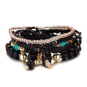 Handwoven Rice & Geometric Square Bead <b>Bracelet</b> Set - Colorful <b>Boho</b> Chic Adjustable Stackable Jewelry | Trendy Gift for Women - Product Image 5