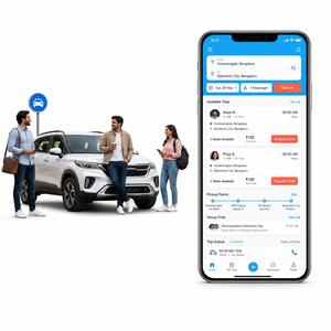 Soluciones de Aplicaciones para Compartir Vehículos (Carpooling) Inteligentes para iOS y Android con Publicación de Viajes, Emparejamiento de Pasajeros y Emparejamiento de Rutas LionCreate - Product Image 1