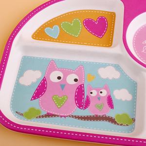 Conception de dessin animé mélamine personnalisé fibre de bambou divisé assiette tasse bol fourchette et cuillère vaisselle enfants ensemble - Product Image 4