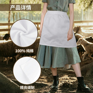 White Half <b>Apron</b> Cotton Adjustable Waist <b>Work</b> Suit Solid Color Maid <b>Apron</b> for Tea Party Role Playing - Product Image 4