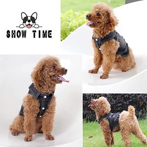 Pakaian Hewan Peliharaan Jaket Jeans Anjing Warna Biru Denim Keren Mantel Ukuran Kecil Sedang Anjing Rompi Berkerah Hoodie Klasik Anak Anjing Pakaian Vintage Dicuci - Product Image 6