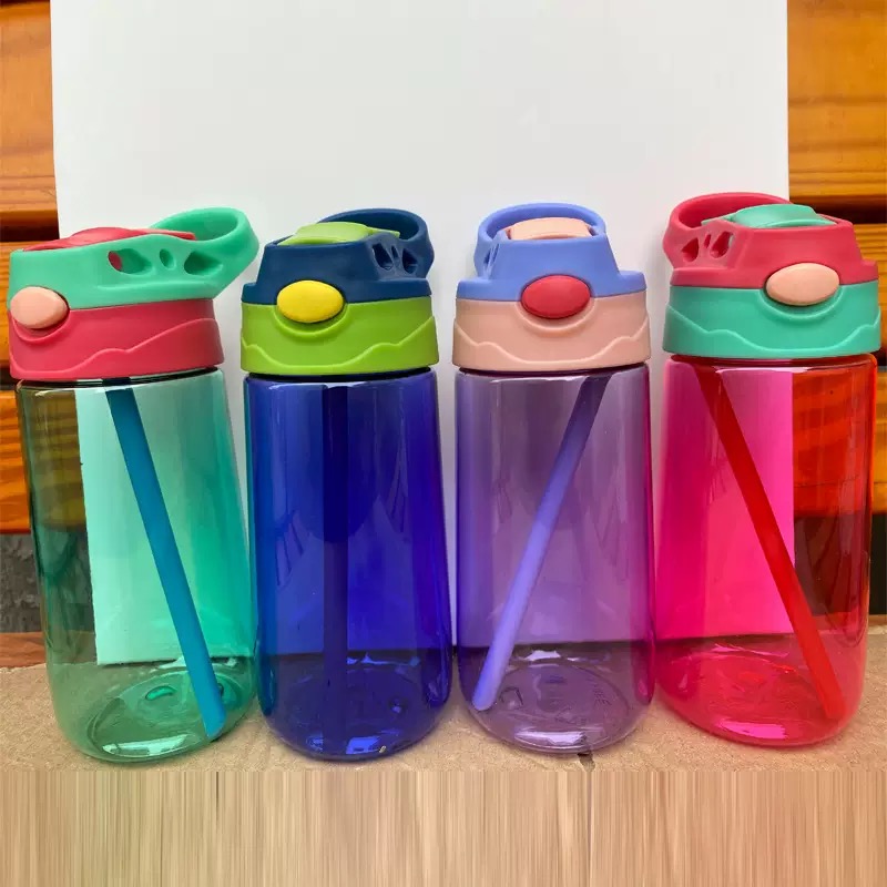 BPA Бесплатная многоразовая пластиковая посуда для напитков детская Мотивационная Спортивная бутылка для питьевой воды с соломой