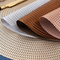 Napperons ronds dorés Tabletex pour le dîner, ensemble de table personnalisé en vinyle PVC métallique antidérapant et essuyable, 6 pièces