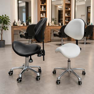 Ergonomic Modern Saddle Salon <b>Stool</b> PU <b>Leather</b> Eco-Friendly Design Hydraulic Rolling Chair for Barber Shop Beauty Salon Clinic - Product Image 1
