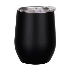 Tasse isotherme en acier inoxydable à double paroi de 12 oz, style coquille d'œuf, pour vin, café, bière, avec couvercle, vente en gros, modèle le plus vendu - Product Image 1