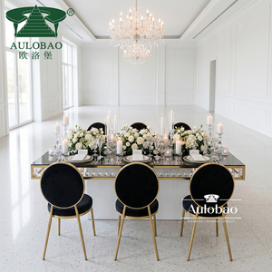 Mesa de Boda Rectangular de Metal Moderno con Cristales para Recepción de Hotel, Salón de Banquetes, Comedor y Uso en Exteriores - Product Image 6