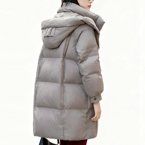 Veste en duvet d'oie à capuche palangre imperméable élégante pour femmes avec coquille en polyester-hiver nouveauté veste en duvet pour femmes - Product Image 4