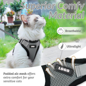 Verstellbares Luxus-Katzen geschirr leinen set Weich atmungsaktiv Reflektierend Easy Control Walking Haustier weste Keine Flucht funktion für Katzen - Product Image 3