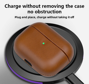 Factory Price Protective Price Available Texture <strong>Crazy</strong> Horse Oil Wax Genuine Leather for Apple AirPods 1/2 1 2 3 4 AirPods Pro2 - Product Image 5