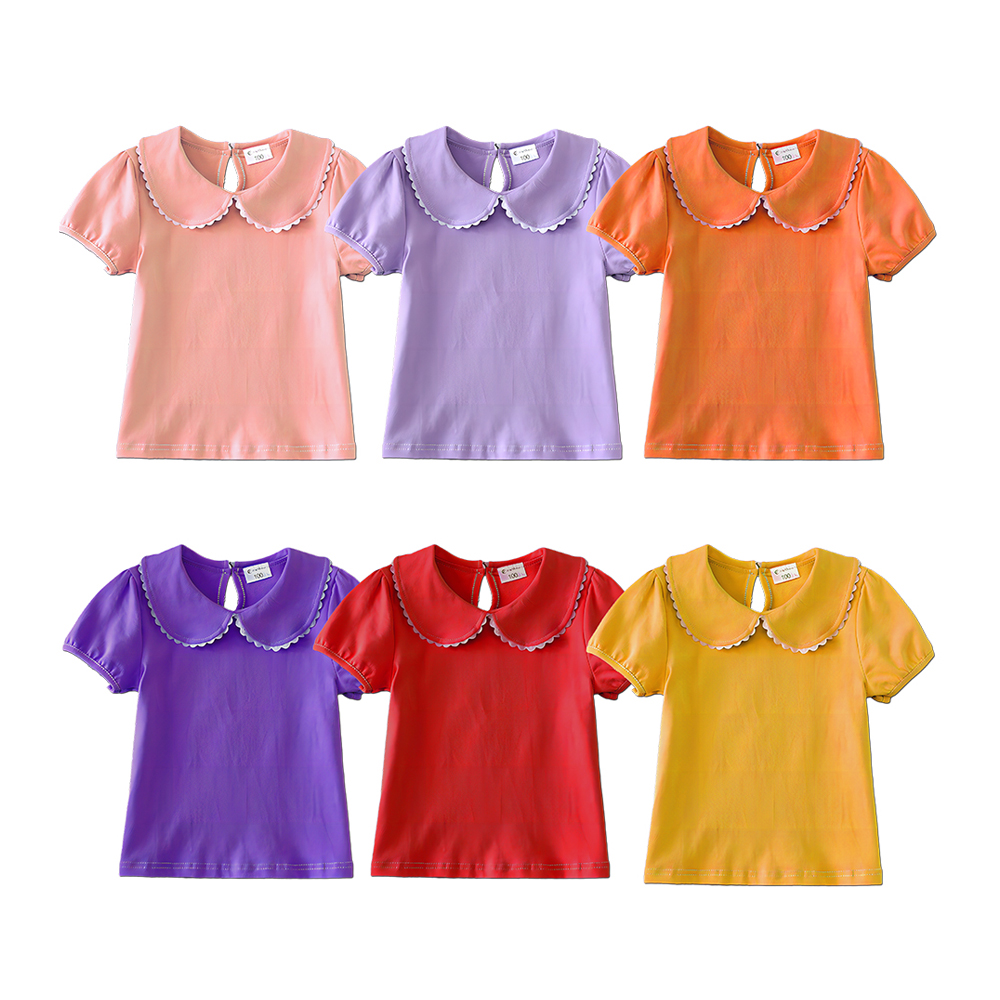 Custom Baby Girl Summer Clothing Top Cotton Short Sleeved Girls Blouses Shirts