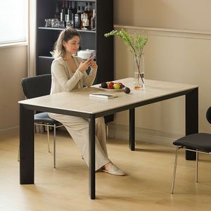 Dining <b>Table</b> Rectangle FAS <b>Pine</b> Foot Cave Stone Slab Stable Combination Structure Adult Use - Product Image 1